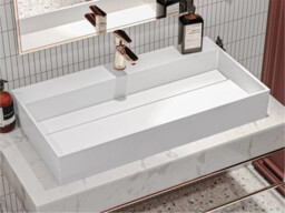 Umywalka 42x80cm nablatowa z lanego marmuru ISLAND 800