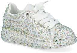 Błyszczące sneakersy damskie - TYMOTEO LOVE 02 BIAŁE