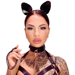Kocie Uszy High Gloss Cat Ears Black/Silver Kinky