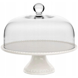 Porcelanowa patera Altom Design 27,5cm z kloszem szklanym