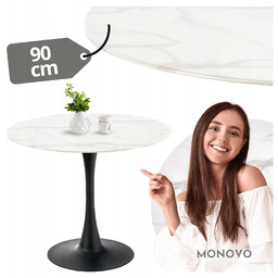 Okrągły Stół do Kuchni Ambrosio Biały Marmur