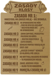 Zasady klasy - drewniana tabliczka z grawerem