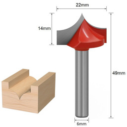 Frez kształtowy zaokrąglający wklęsły 6x22mm TCT 3D Carving