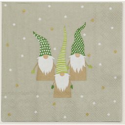Serwetki świąteczne Gnomes 20 szt., 16x16x3 cm