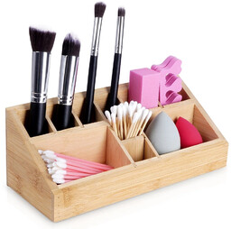 Organizer na kosmetyki do makijażu bambusowy 23x9x8,5 cm