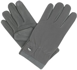 Rękawiczki Szare, Jesienno-Zimowe, Miękkie z Kożuszkiem i Gumką