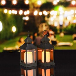 relaxdays Zestaw 2 lampionów LED, świeca z efektem