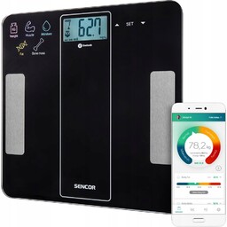 Waga łazienkowa fitness analityczna Bluetooth Sencor 8000BK tłuszcz