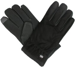 Rękawiczki Czarne, Jesienno-Zimowe, Miękkie z Kożuszkiem i Gumką