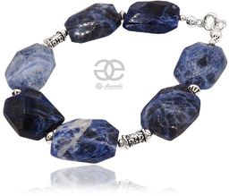 Naturalny Sodalit Piękna Bransoletka Srebro 925