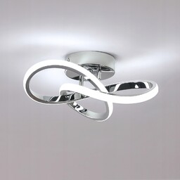 Lampa Sufitowa Plafon Led Nowoczesny Żyrandol Srebrny 30W