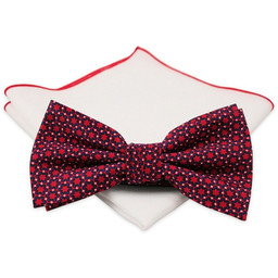 Czerwona Mucha z Białą Poszetką -CHATTIER- Męska, Wzór