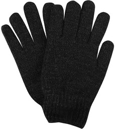 Rękawiczki Melanżowe Grafitowe ze Ściągaczem, Jesienno-Zimowe, Ciepłe, Dwuwarstwowe