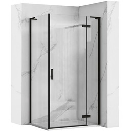 Czarna kabina prysznicowa kwadratowa 80x90 drzwi uchylne Hugo