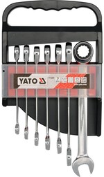 Yato Klucze płasko-oczkowe z grzechotką 10-19 mm, kpl