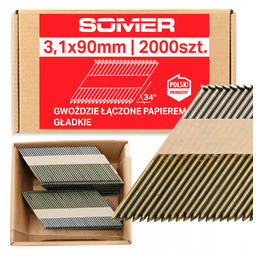 Gwoździe do gwoździarki łączone papierem gładkie 3,1x90 R