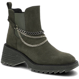 Zielone Botki Karino Damskie Stylowe Obuwie