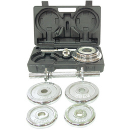 HMS, Sztangielki w walizce, talerze chromowane, 20kg