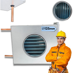 Nagrzewnica Wodna Kanałowa Ø 125 mm Rekuperacja Ogrzewanie