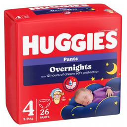 HUGGIES Pieluchomajtki Overnights Pants rozmiar 4 (9-14kg), 26szt.