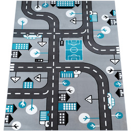 Dywan 160x230 Ulica Szary Dla Dziecka Tkany Turkus