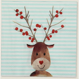 Serwetki świąteczne Reindeer Stripes 20 szt., 16x16x3 cm