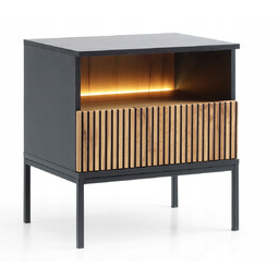 Stolik nocny Led 54 cm czarny dąb wotan