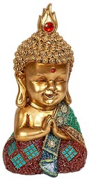Romimex Figurka dekoracyjna złota żywica Budda 11 x