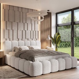 Łóżko tapicerowane z pojemnikiem SFG0178P 180x200 Boucle Biały