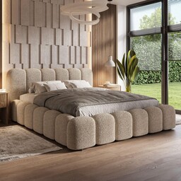 Łóżko tapicerowane z pojemnikiem SFG0178P 140x200 Boucle Beż