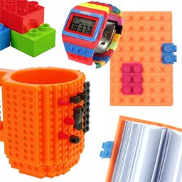 Zestaw kubek duży + notes pomarańczowy + klockowy