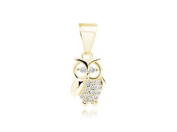 Delikatny pozłacany srebrny wisiorek sowa sówka owl lucky
