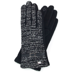 Damskie rękawiczki z tkaniny bouclé czarno-białe