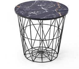 Stolik kawowy Rissa okrągły czarny marmur nowoczesny ze