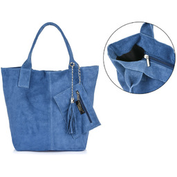 Shopperka niebieska skórzana T49