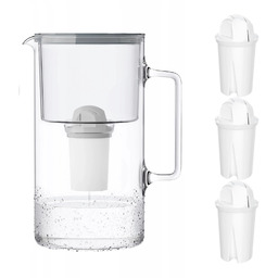 Wessper AquaClassic Crystalline 3L Szary szklany dzbanek filtrujący
