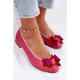 Skórzane Baleriny Z Kokardką Maciejka P6801-15 Fuksja-41