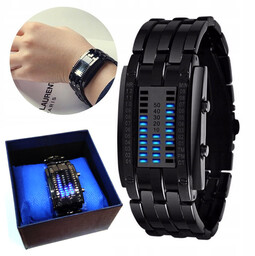 Zegarek Bransoleta Binarny Led Ledowy Metalowy