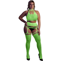 Two Piece with Crop Top and Stockings XL/XXXXL