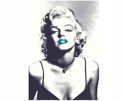 50x70cm Marilyn Monroe turkusowymi ustami obraz pion ścian