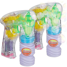 Relaxdays Pistolet do baniek mydlanych LED, zestaw 2
