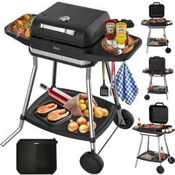 Grill Elektryczny bezdymny Ogrodowy stojący 3050W 6w1 Pokrywa