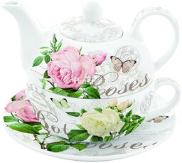 PORCELANOWA FILIŻANKA I CZAJNICZEK DO HERBATY - TEA