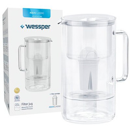 Wessper AquaClassic Crystalline 3L Biały szklany dzbanek filtrujący