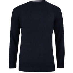 Sweter Ciemny Granatowy Bawełniany, Dziergany, Tłoczony Wzór (U-neck)