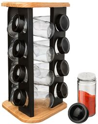 Stojak na przyprawy z pojemnikami obrotowy BLACK 12