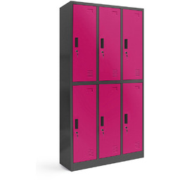 Szafka socjalna ubraniowa BHP fuksja: 6-drzwiowa IGOR, 900