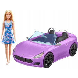 Barbie Auto Kabriolet Fioletowy Samochód Dla Lalek Zestaw