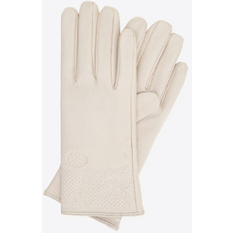 Damskie rękawiczki ze skóry naturalnej z kwiatowym wzorem