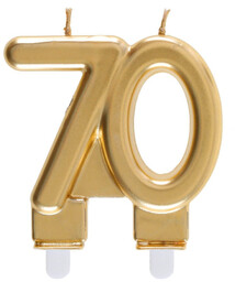 Świeczka na 70-tkę złota - 7,5 cm -